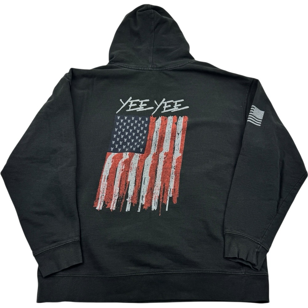 Yee Yee Apparel Black Graphic Hooded Sweatshirt US Flag Men's Size XL Cotton USA